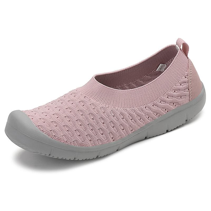 New large-size women's shoes medium mother shoes fly-woven breathable mesh bag head flat shoes casual shoes women