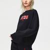 Li Ning Sports Fashion Series Daily Progress Print Loose Round Neck Pullover Sweatshirt Women Sweatshirt Black AWDR018-3