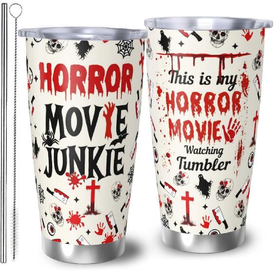 True Crime Tumbler 20oz, Criminal Minds Merch Travel Mugs, Gifts for Serial Killer Lover Tumbler for Men Women, 20oz Coffee Cup for Crime Junkie Black-Horror Movie
