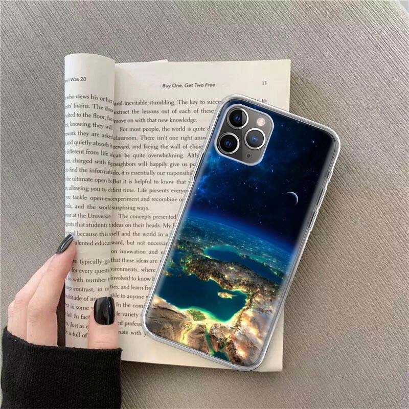 Earth, Stars, Space Phone Case For Apple Iphone 12 13 Mini 14 15 Pro 17 Pro Max Air 11 16E 16 Plus Shell Cover Clear T