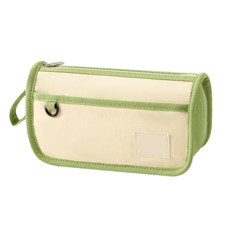 Aesthetic Pencil Case Practical Pen Case Canvas Pencil Pouch Large Capacity Pen Bag Pen Pouch School Office Supplies зелёный