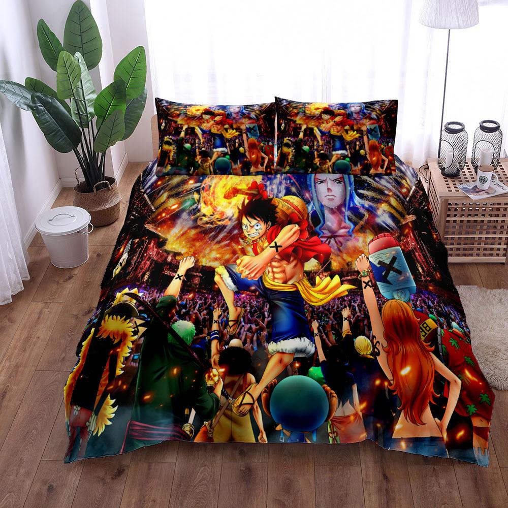 Anime O-Ones Pieces Bedding Set Japanese Luffys Duvet Cover Pillowcase for Children Boys Gift Single Queen King Size