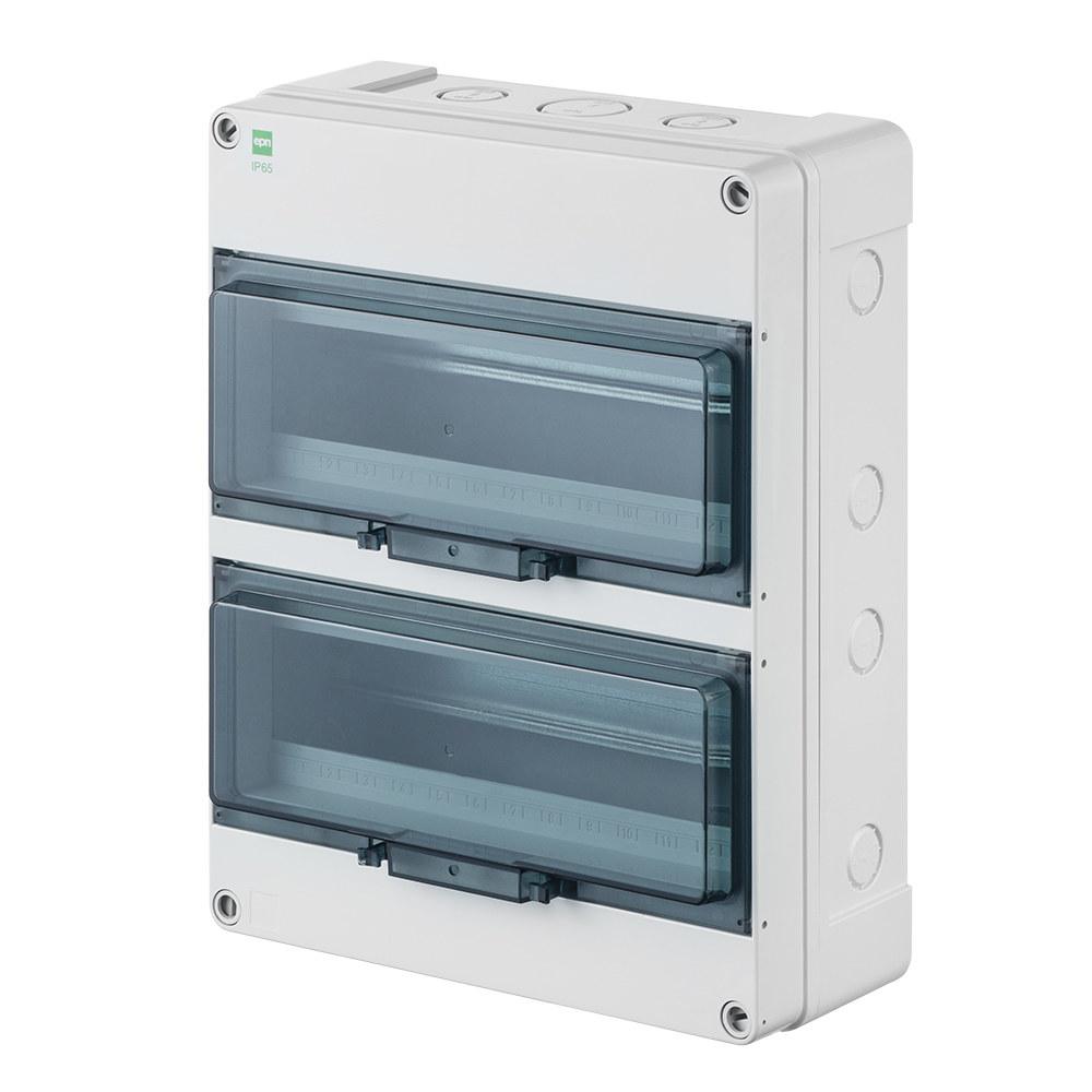HERMETICA surface-mounted distribution board 2x12+2 PE+N modules, smoked door IP65