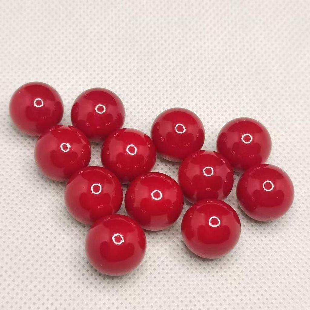 Contas ABS Vermelhas de Alto Brilho, Sem Furo, Imitando Pérolas, para Acessórios de Joias DIY