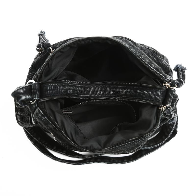 Vintage džínová taška přes rameno Dámská crossbody taška Vícekomorová taška pro maminky