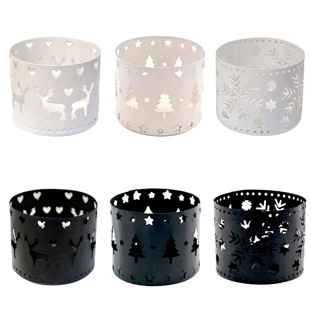 Christmas Iron Hollow Candle Holders Xmas Candlestick Decoration Vintage Style Hollow Candleholder for Home Pub Bar Cafe Decor