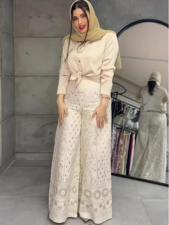 2025 Jesień Europejski i Amerykański Elegancki Dwuczęściowy: Modny top + spodnie z szerokimi nogawkami