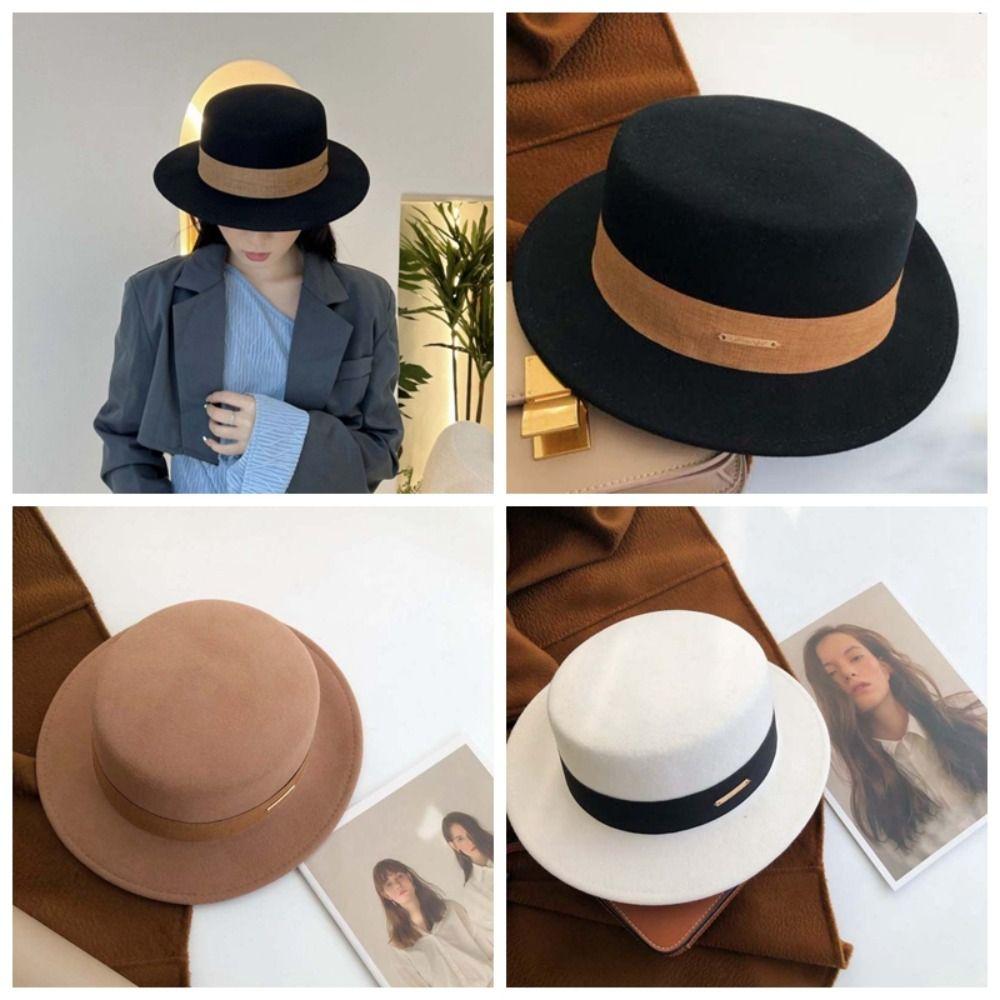 Versatile British Top Hat Vintage Looking Woolen Formal Hat Elegant Woolen Jazz Cap  Fashion Show