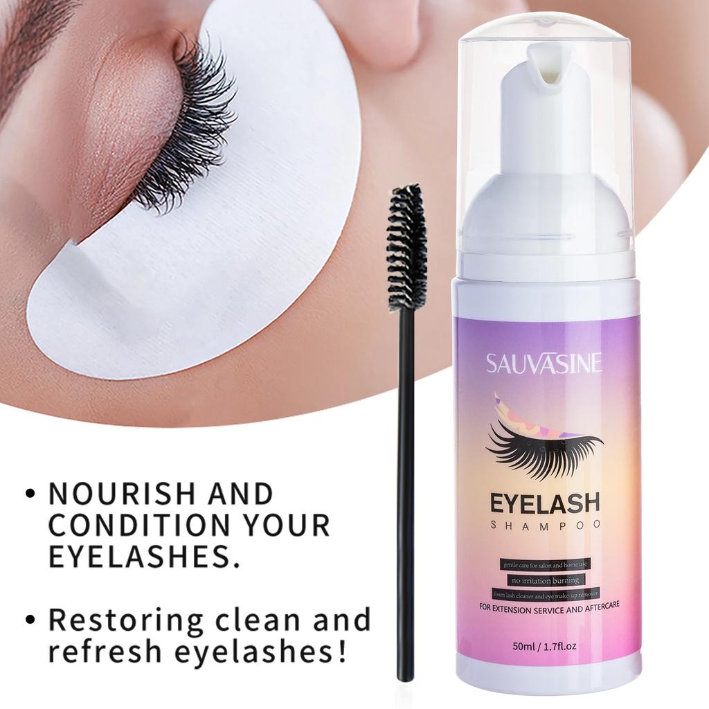 5/10PCS 50ML Eyelash Extension Shampoo Foam Mousse Kit Fast Makeup Glue Removal Foam Set Deeply Cleaning With Brush For Women