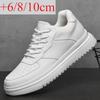 Men Genuine Leather Platform Sneakers Hidden 6-10CM Height Increase Lace Up Cushion Wearproof Street Casual Walking Skate Shoes