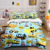 Construction Vehicle Themed Decorative Set Kid'S And Adults' Bedroom Decor, Exquisite Three-Piece Bedding Set Gift