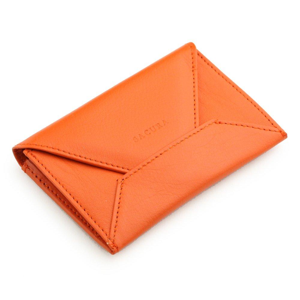 

SACURA Japanese-made Cowhide Leather Business Card Holder 5825-Orange