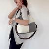 Casual damväska i canvas Trendig mångsidig bärbar axelremsväska Trendig ny skarvsöm Kontrasterande färg Axelväska för kvinnor