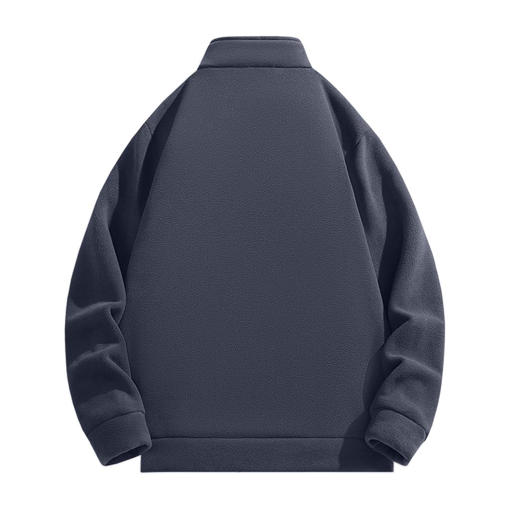 Men's Casual Solid-color Loose Zipper Sweatshirt, Men's And Women's Long-sleeved Thickened Fleece Warm Sweatshirt Jacket