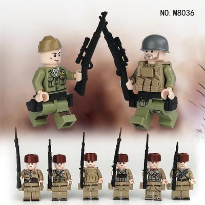 M8036 Volunteer Army Anti-US Aid Korean War Role Figures Small Particle Action Figure Weapon Building Blocks Children's Toys