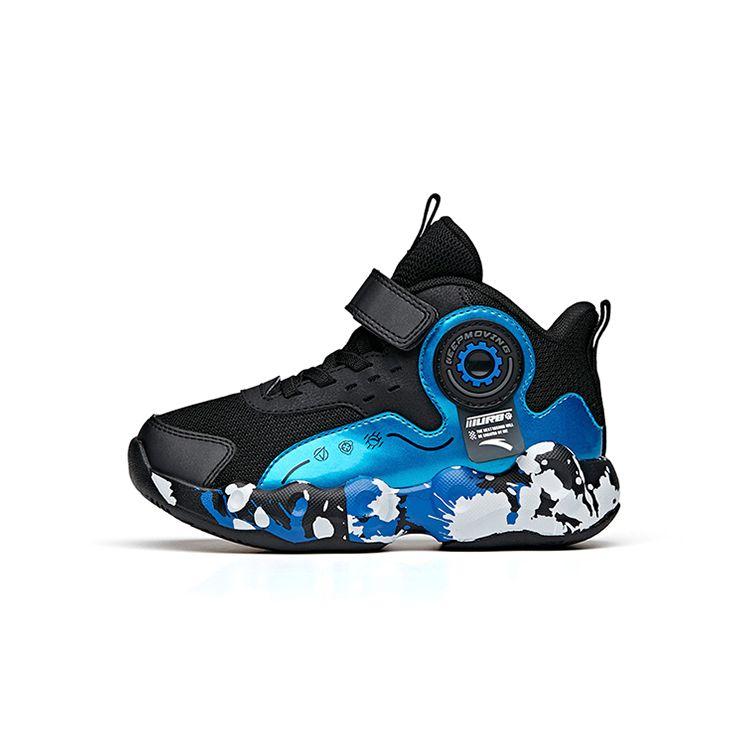 Anta Kids Energy Ring Cushioning Outdoor Training High-Top Basketball Shoes Kids sneaker Black Blue White A312139932A-4