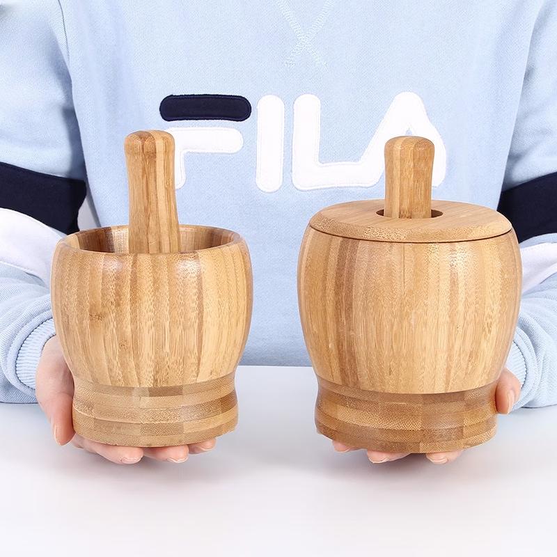 Bamboo Mortar and Pestle with Lid