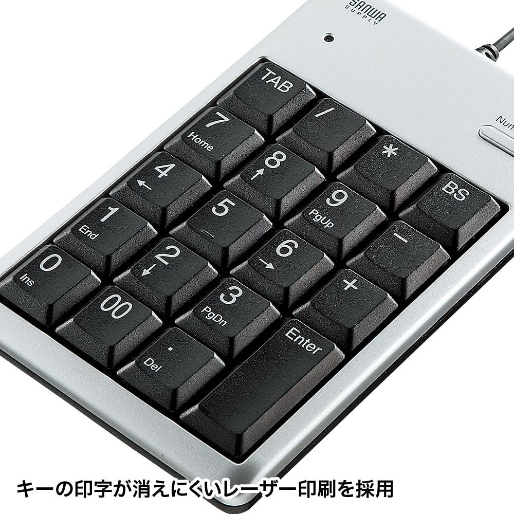 Sanwa Supply USB 2.0 Hub with Numeric Keypad, Silver, NT-16UH2SVN