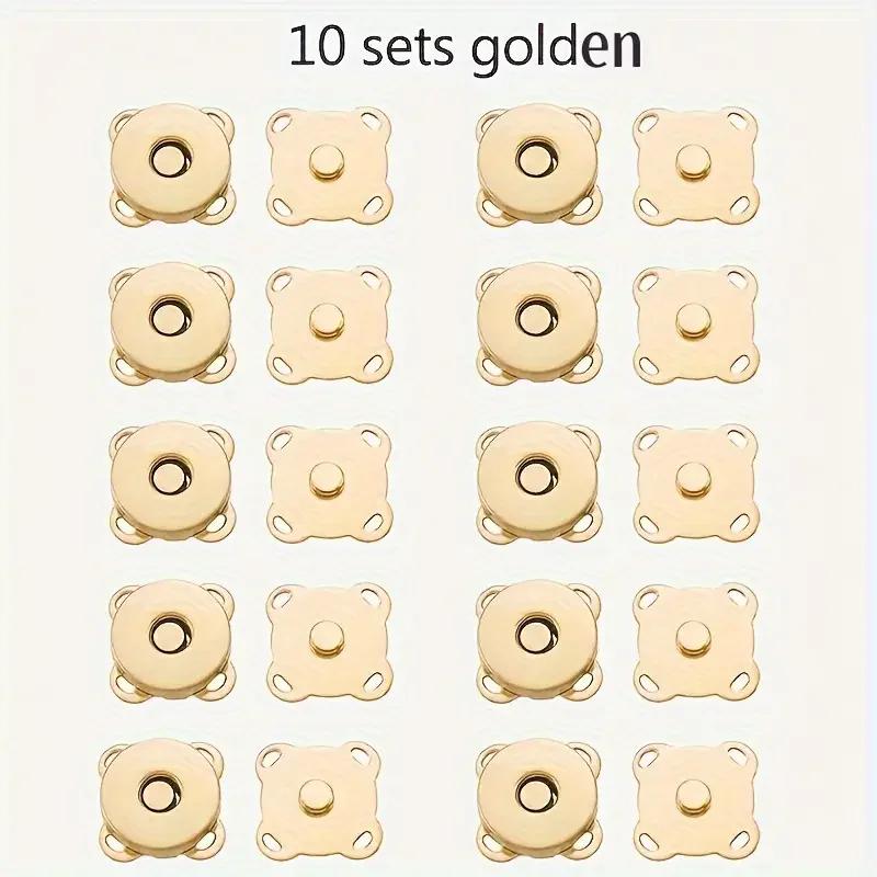 10 Sets Magnetic Snap Buttons Metal Plum Blossom Sew On Button Clasps Fasteners for Purses Handbag Clothes DIY Accessories