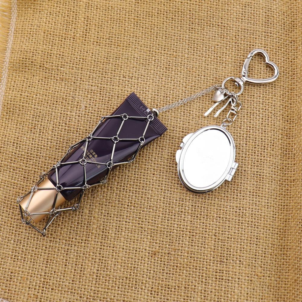 

Premium Silver Lipstick Mesh Pocket Bag Pendant Fashion Lipstick Bag Hanging Celebrity Style Key Pendant K53