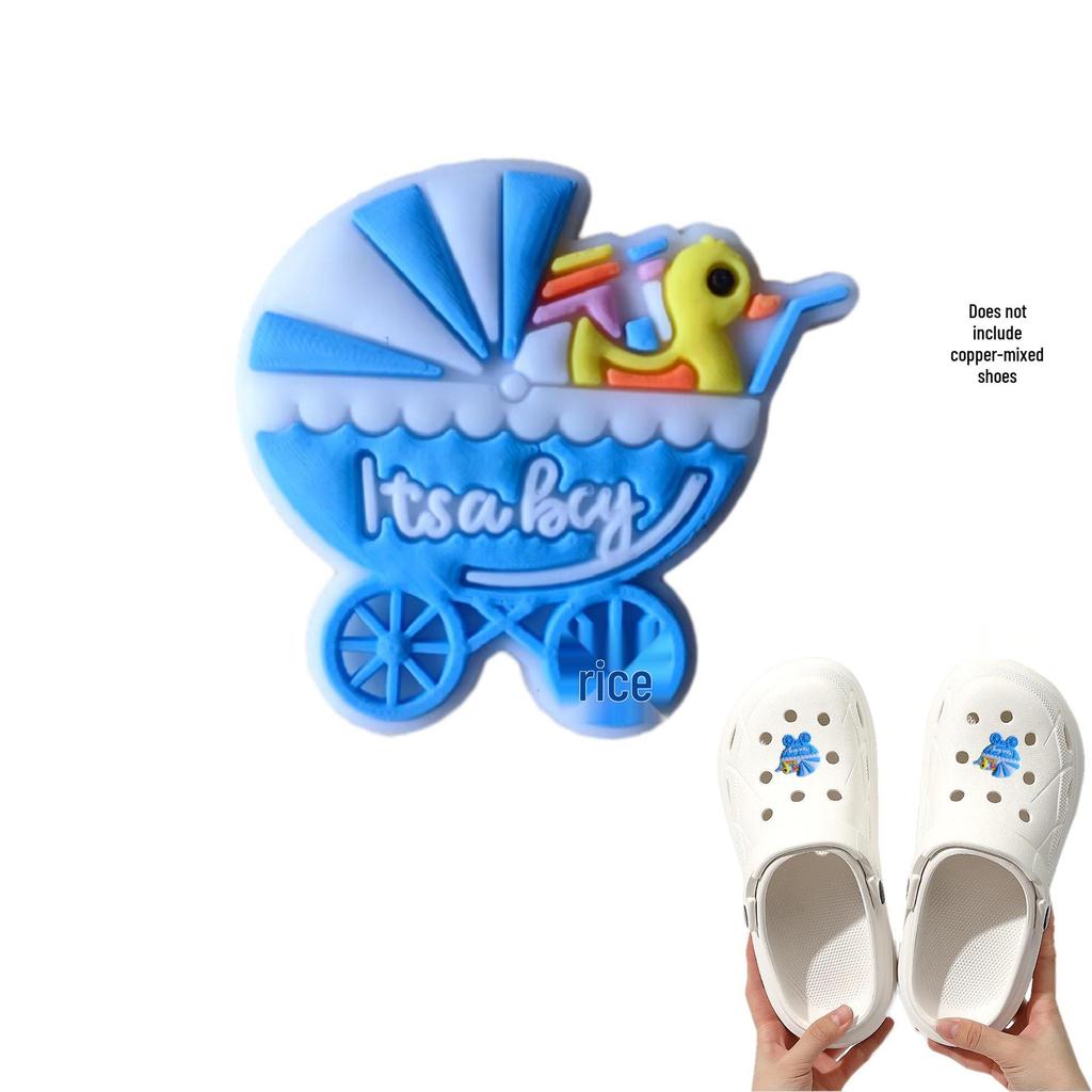 Blue Cartoon PVC Shoe Buckle: Cute Detachable Ornament for Hole Shoes