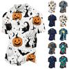 Unisex lässiges kurzärmeliges Polohemd mit lockerer Passform und Halloween-Kürbis-Print für den Alltag und Feiertagsveranstaltungen