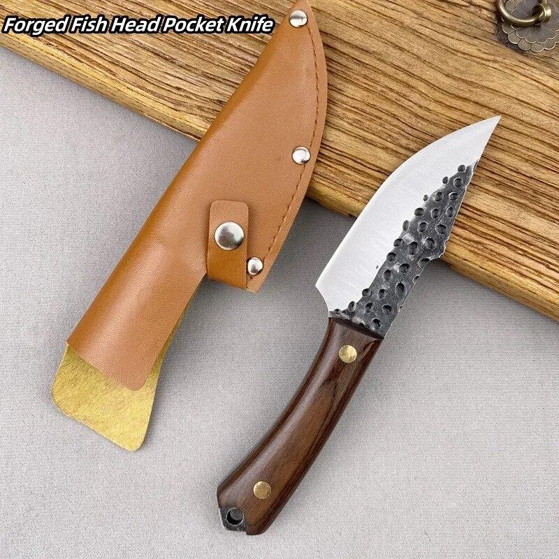 

Маленький кухонный нож из нержавеющей стали, нож для обвалки, кухонный нож для охоты, кемпинга, ручная ковка, подходит для выживания на открытом воздухе в кемпинге 1pcs with cover