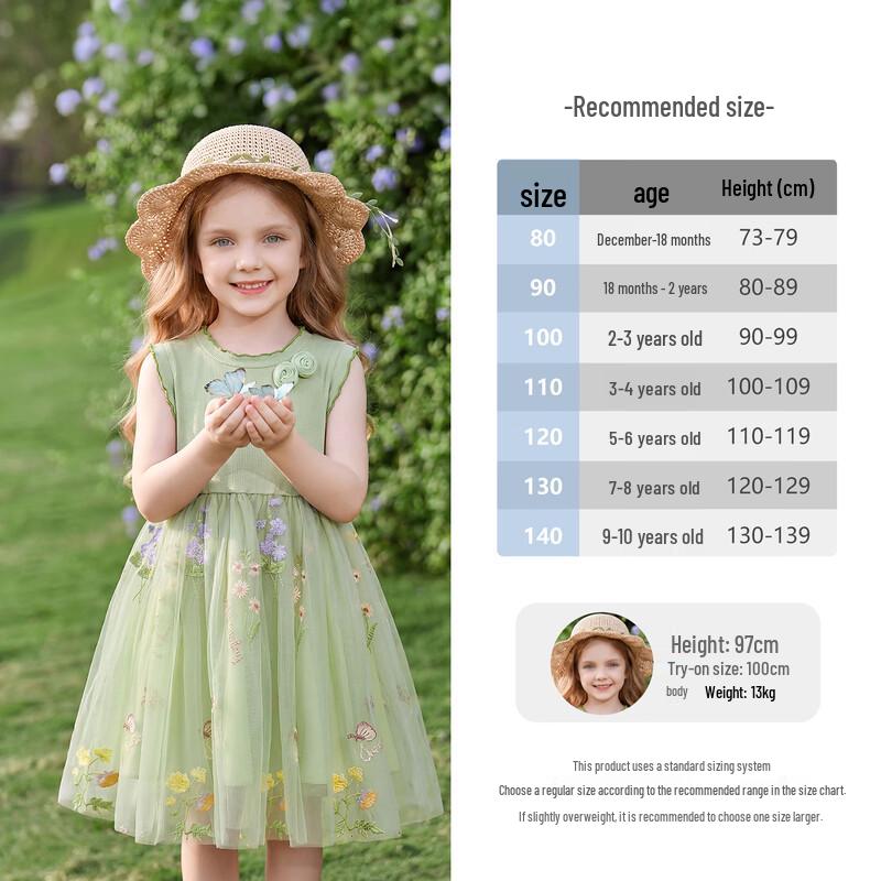 JELLYBABY Girls' French Style Sleeveless Floral Princess Dress