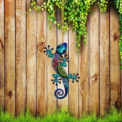 3 pezzi decorazione da parete in acrilico geco casa ufficio soggiorno interno esterno giardino arte da parete in ferro appeso