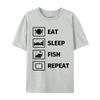 Eat Sleep Fish Repeat TShirt Man Newest Funny Tops  Tees NEW YEAR DAY Cotton T Shirts Customized TeeShirt