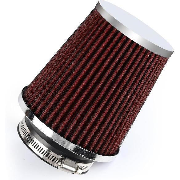 Universal Cold Air Intake Filter Clamp-On Replacement Air Filter Flange Diameter 3 inches/76mm High Performance Washable Filter Black