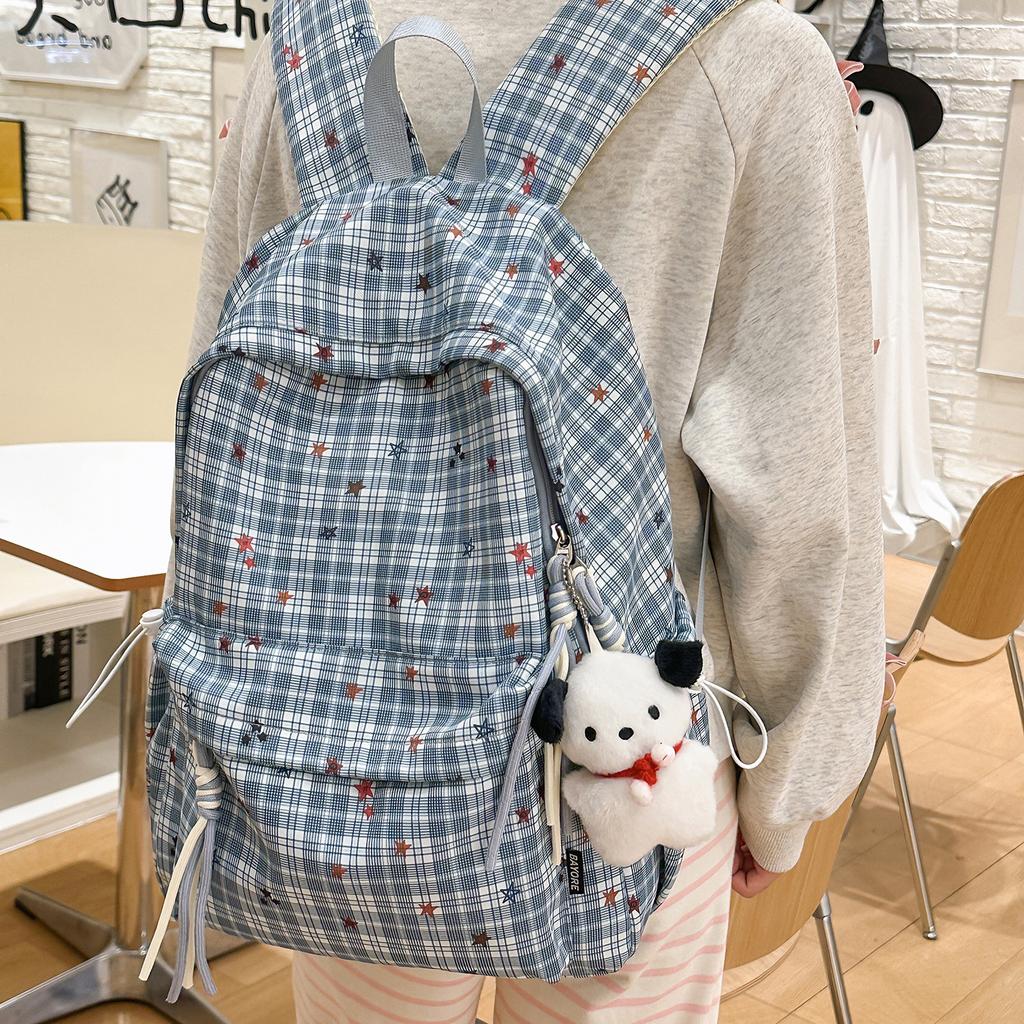 Schoolbag female college student schoolbag casual plaid male and female high school junior high school student middle school student backpack new