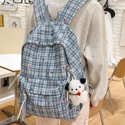 Schoolbag Female College Student Schoolbag Casual Plaid Male and Female High School Junior High School Student Middle School Student Backpack New 