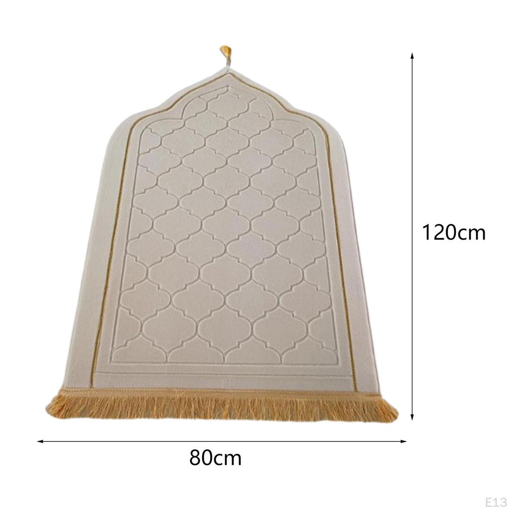 Islamic Prayer Rug Travel Portable Home Floor Embossing Worship Kneel Carpet