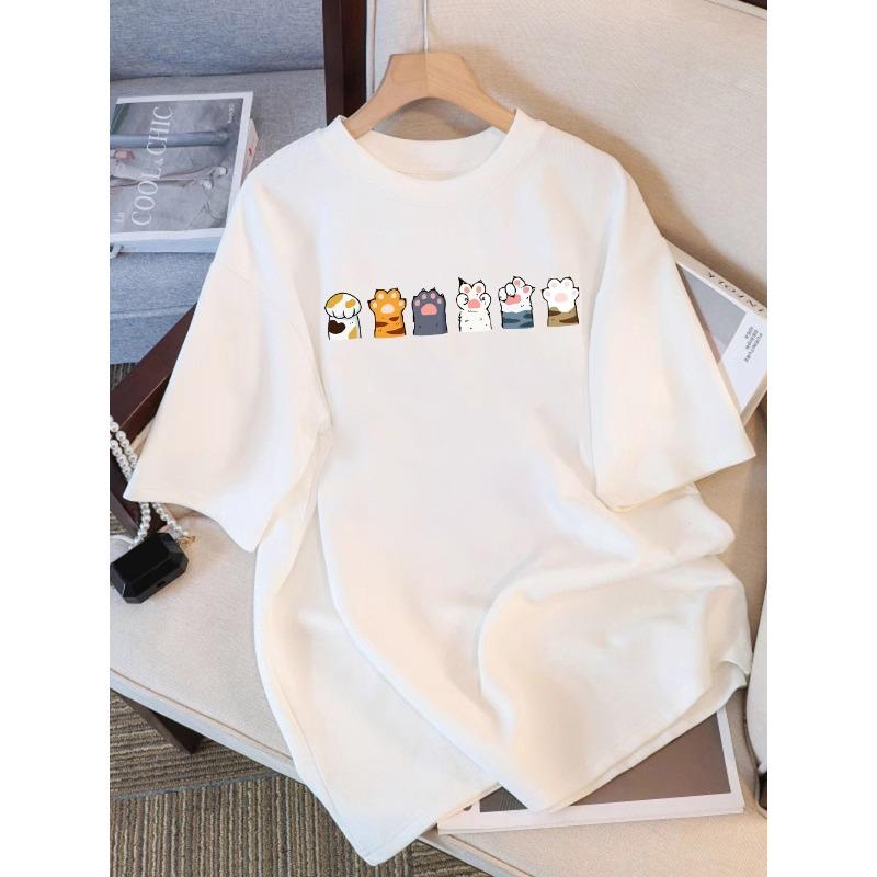 Cotton Breathable Childrens Tshirt Fun Cute Pet Collection Printed Unisexs and Womens Casual Parent Child Clothing Top