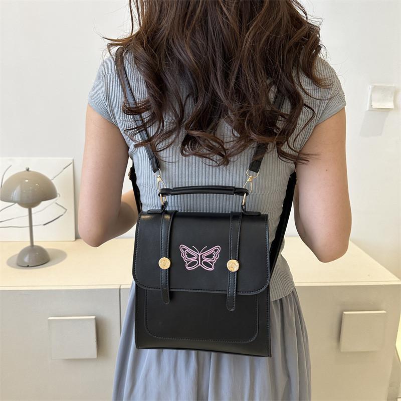 Chic Retro Black And White Pu Shoulder Backpack Ideal For Everyday Casual Use
