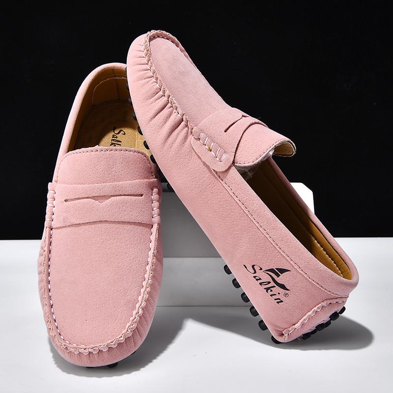Fashion Suede Leather Mens Handmade Loafers Male Casual Driving Flats Slip-on Shoes Handmade Comfy Moccasins Leisure Walk Business Shoes