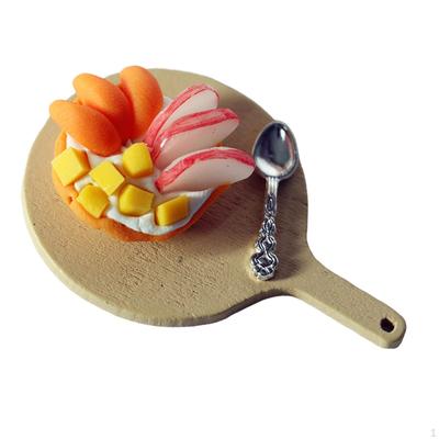 1:12 Dollhouse Food Set with Tray Fruit Pie Spoon Assorted for Toddlers Children