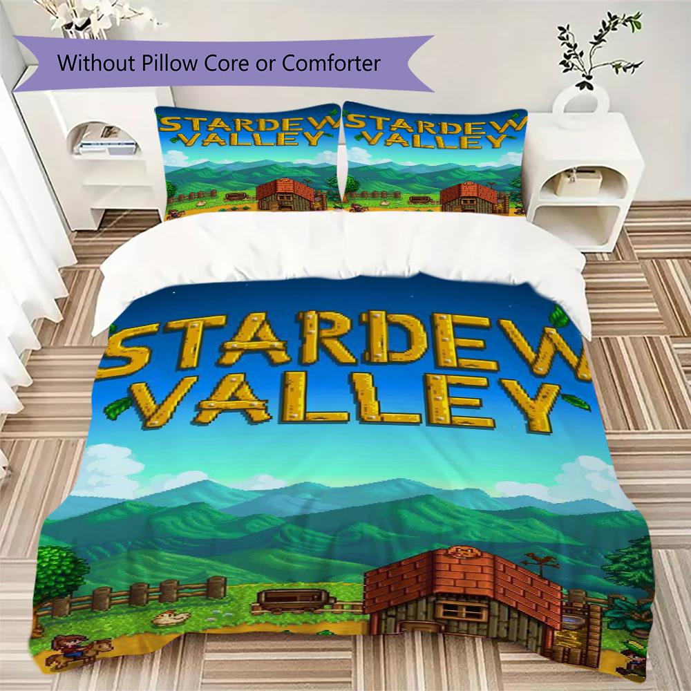 Stardew Valley Muster Bettwäsche Steppset Bettbezug Kissenbezug Heimdekoration Geburtstagsgeschenk (1 * Bettbezug + 2 * Kissenbezug ohne Füllung)179