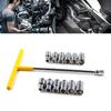 Durability T-Handle Wrench with 12pcs Socket Vehicle Wrench Car T Shaped Handle 8/9/10/11/12/13/14/15/16/17/18/19mm