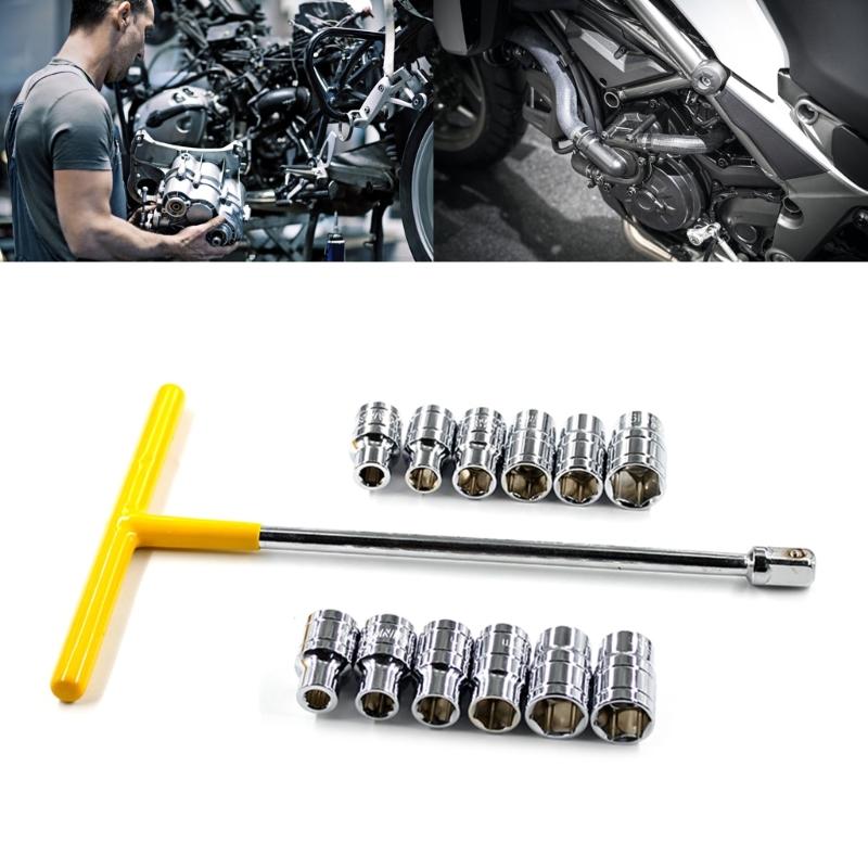 Durability T-Handle Wrench with 12pcs Socket Vehicle Wrench Car T Shaped Handle 8/9/10/11/12/13/14/15/16/17/18/19mm