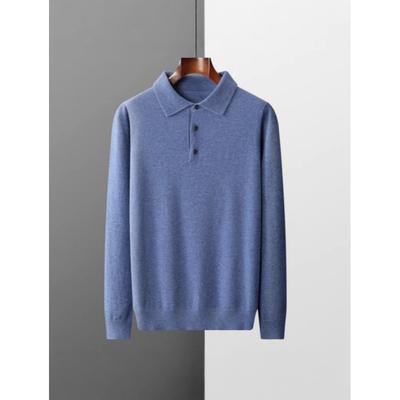 Men's Fall/Winter Collared Business Casual Polo-Neck Knit Base Layer Youth Pullover Commuter Sweater