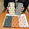 Black Little Love Hearts Pattern Leather Texture Case For Samsung S24 FE S23 Ultra S22 A55 A16 A54 A15 A35 Matte Soft TPU Shockproof Slim Phone Cover