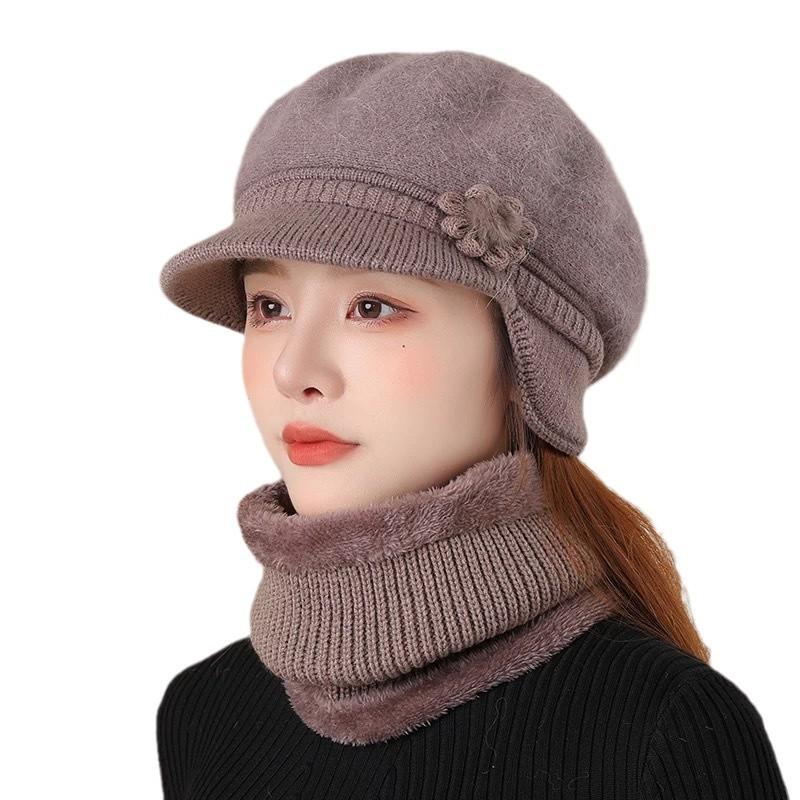 Hat Female Ear Protector Mom Old Lady Grandma Warm Wool Hat Fleece Knitted Hat