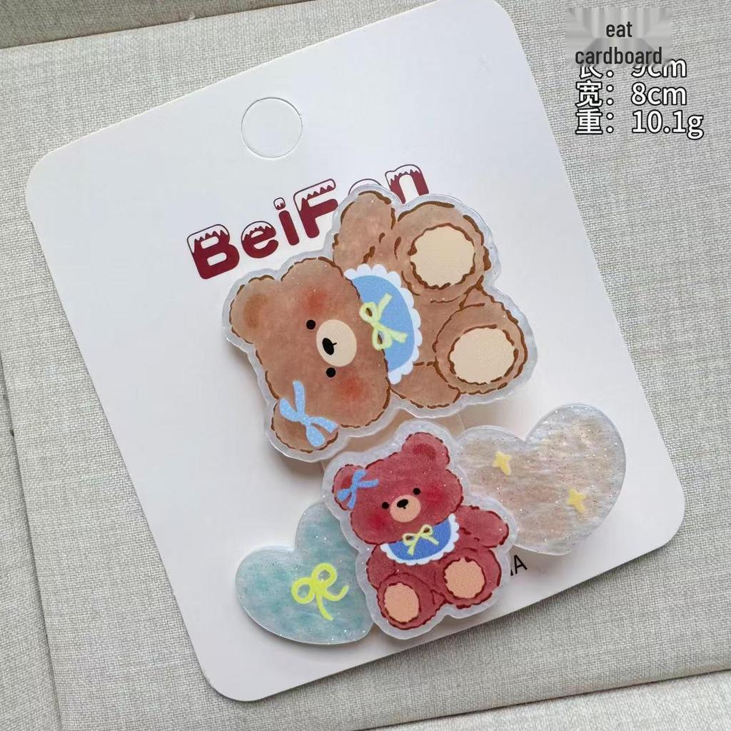 Cartoon Acrylic Kitten Puppy Hair Clip - Versatile Girly Duckbill for Children's Flyaway Bangs