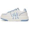 New MLB New York Yankees Anti-Slip Wear-Resistant Low-Top Skateboard Shoes Unisex White Blue 3ASXD025N-50BLS