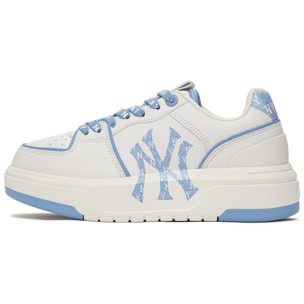 New MLB New York Yankees Anti-Slip Wear-Resistant Low-Top Skateboard Shoes Unisex White Blue 3ASXD025N-50BLS