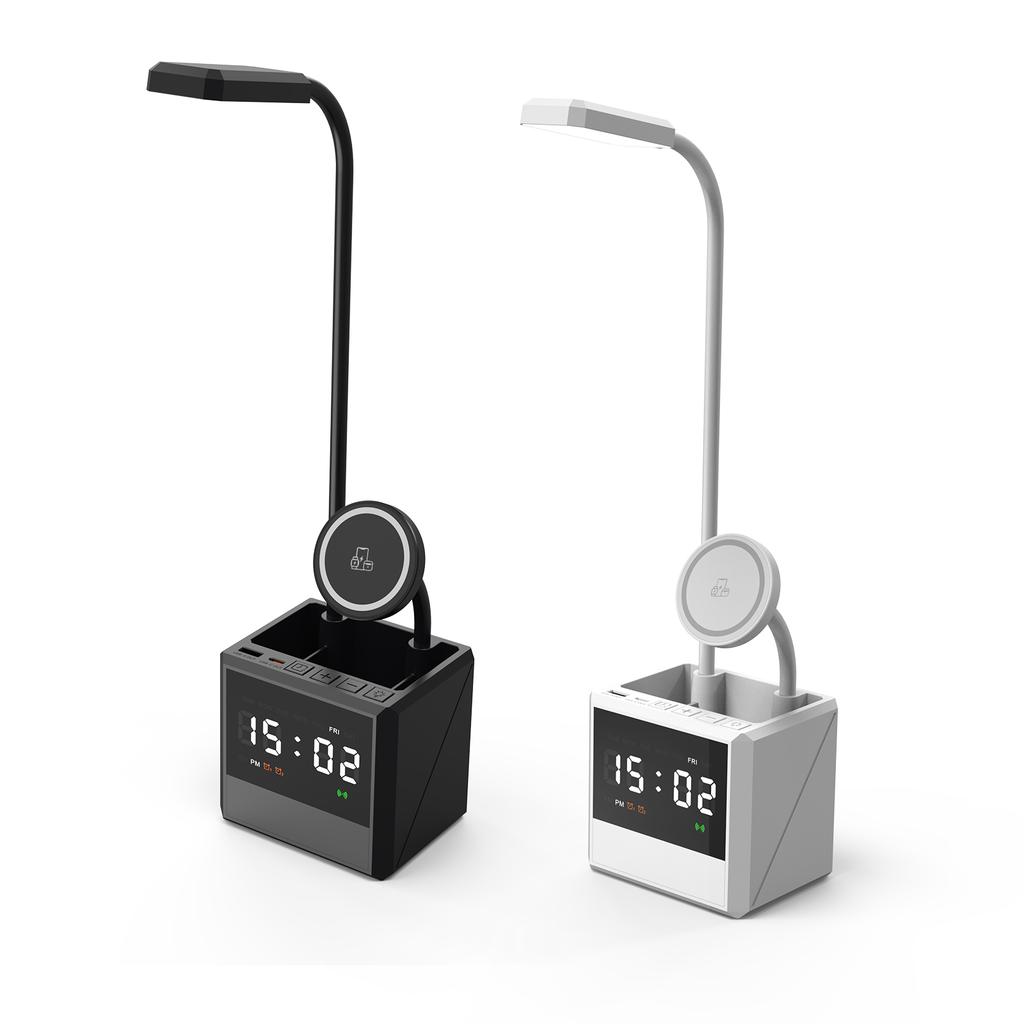 High-quality Desk 3 in 1 Wireless Charger With Lamp Organizer Alarm Clock Fast Charging Station Wireless Charger