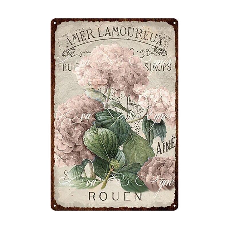 Flowers Metal Tin Sign Retro Plates Rose Peony Lavender Art Plaque Vintage Poster Garden Room Home Wall Decor Gift
