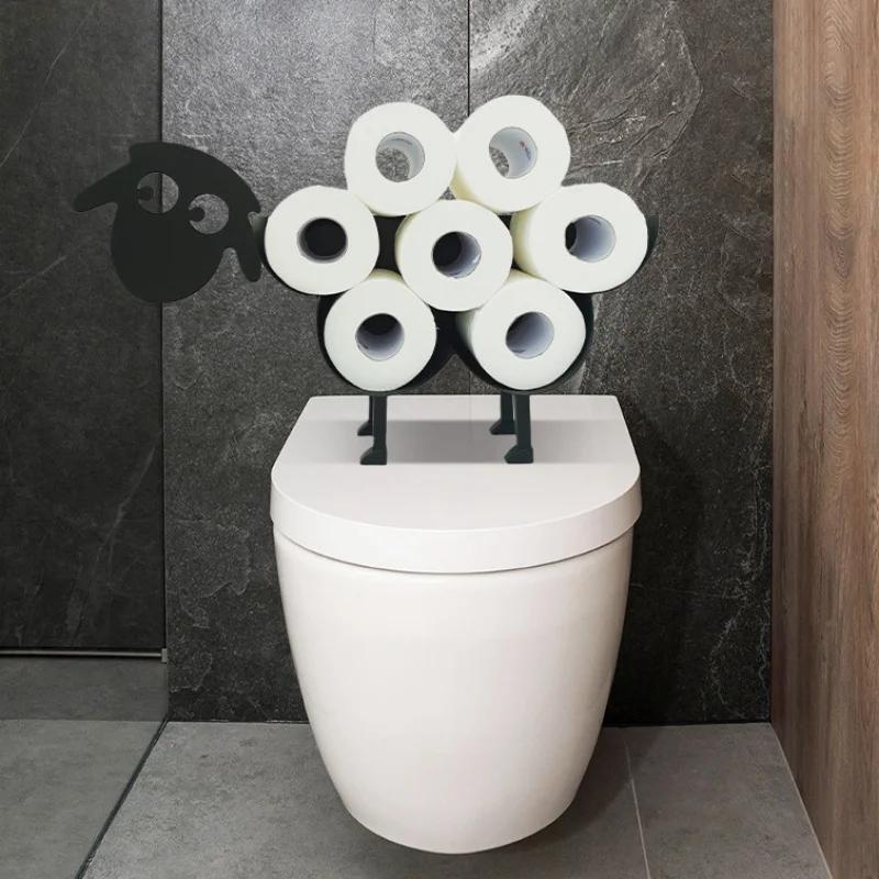 Metal Wrought Iron Desktop Tissue Holder Toilet Roll Paper Holder Free Resin Roll Paper Towel Holder Stackable For Home Bathroom